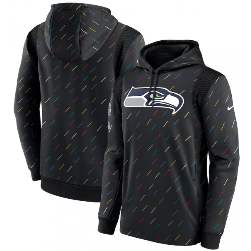 Men's Seattle Seahawks 2021 Charcoal Crucial Catch Therma Pullover Hoodie 1