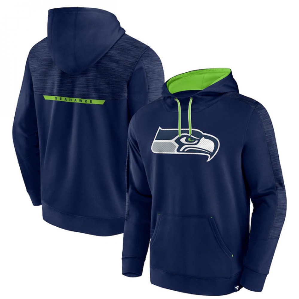 Men's Seattle Seahawks Navy Defender Evo Pullover Hoodie 1