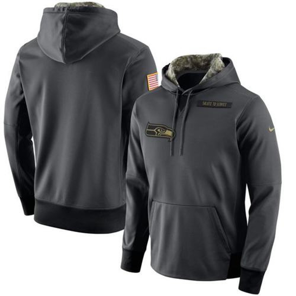 Men's Seattle Seahawks Anthracite Salute to Service Player Performance Hoodie 1