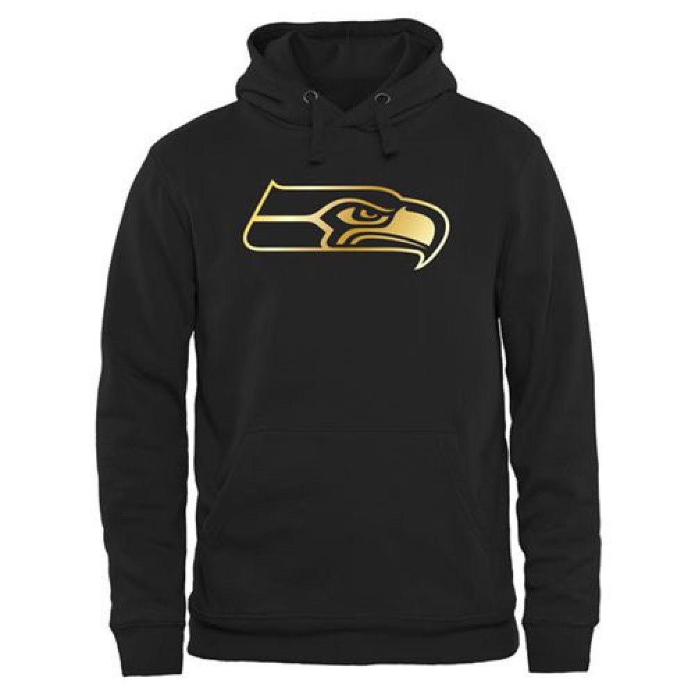 Men's Seattle Seahawks Pro Line Black Gold Collection Pullover Hoodie 1
