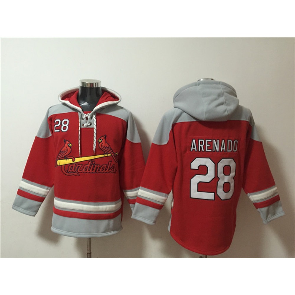 Men's St.Louis Cardinals #28 Nolan Arenado Ageless Must-Have Lace-Up Pullover Hoodie 1