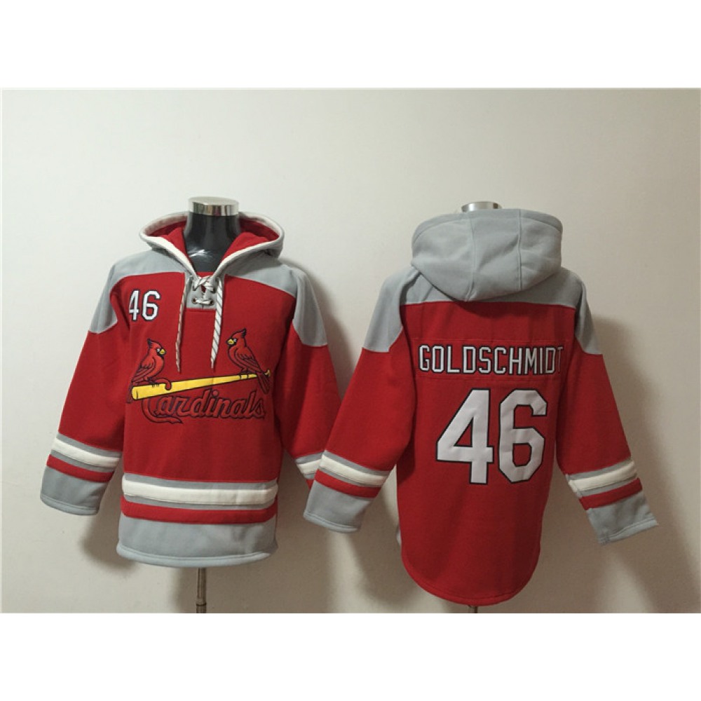 Men's St.Louis Cardinals #46 Paul Goldschmidt Ageless Must-Have Lace-Up Pullover Hoodie 1