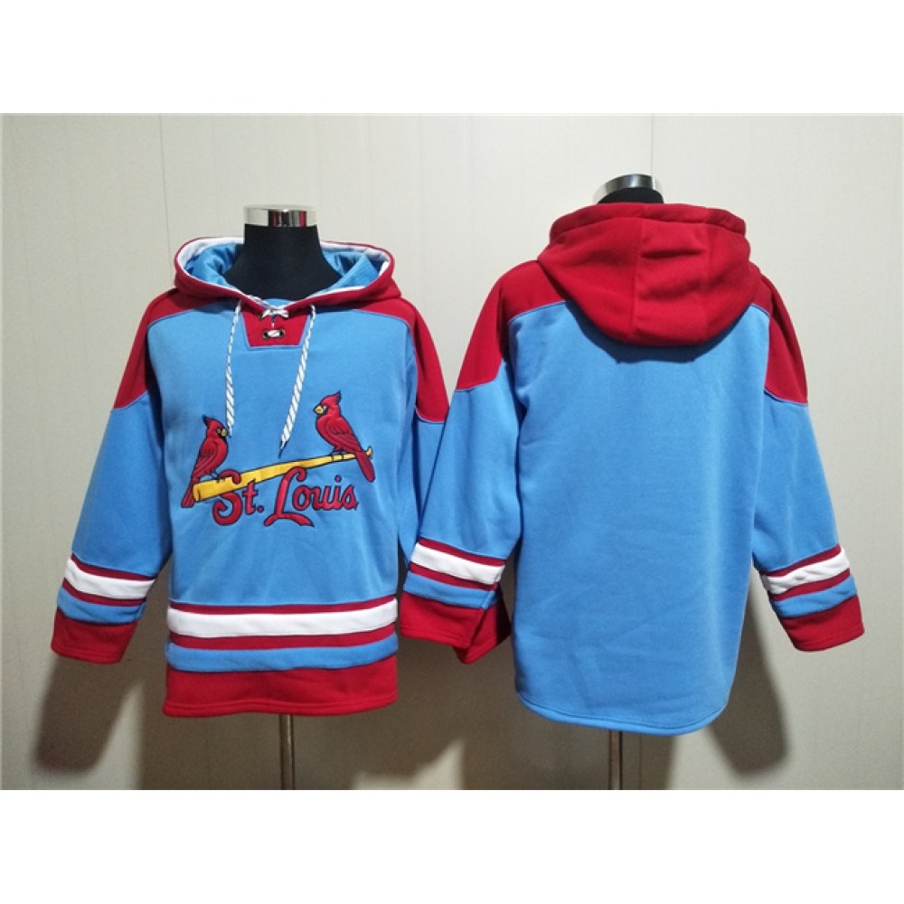 Men's St.Louis Cardinals Blank Blue Ageless Must-Have Lace-Up Pullover Hoodie 1