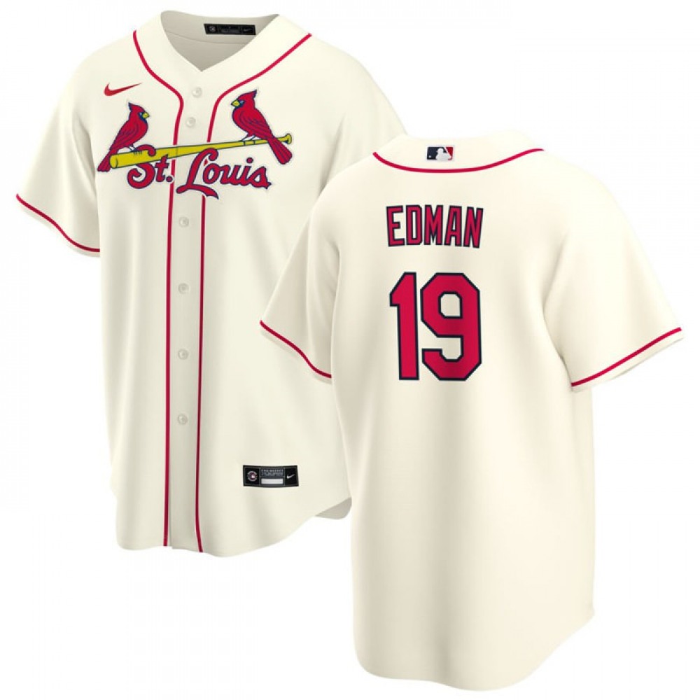 Men's St. Louis Cardinals #19 Tommy Edman Cream Cool Base Stitched Jersey 1