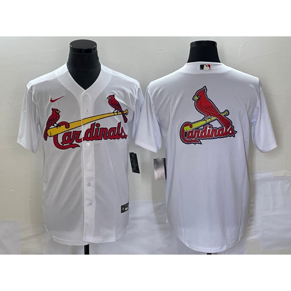Men's St. Louis Cardinals White Big Team Logo in Back Cool Base Stitched Jersey 1