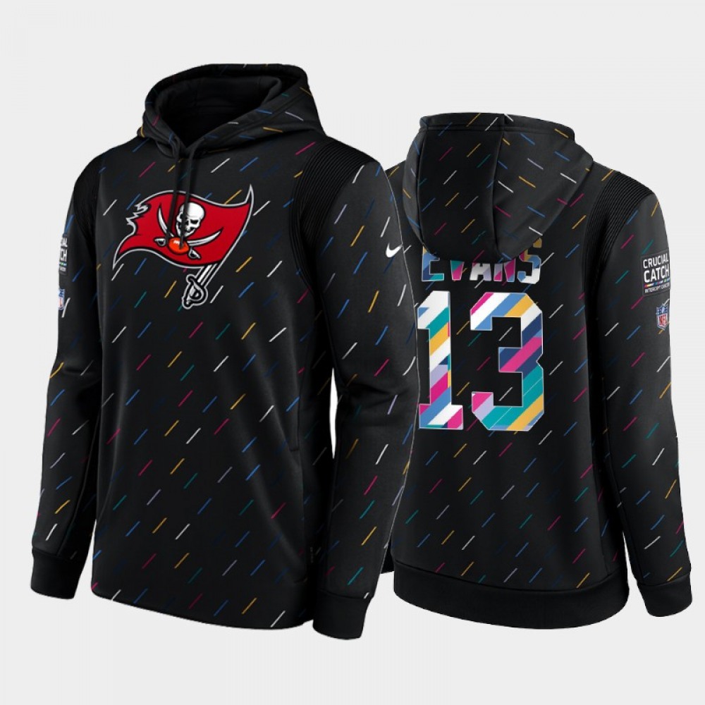 Men's Tampa Bay Buccaneers #13 Mike Evans 2021 Charcoal Crucial Catch Therma Pullover Hoodie 1