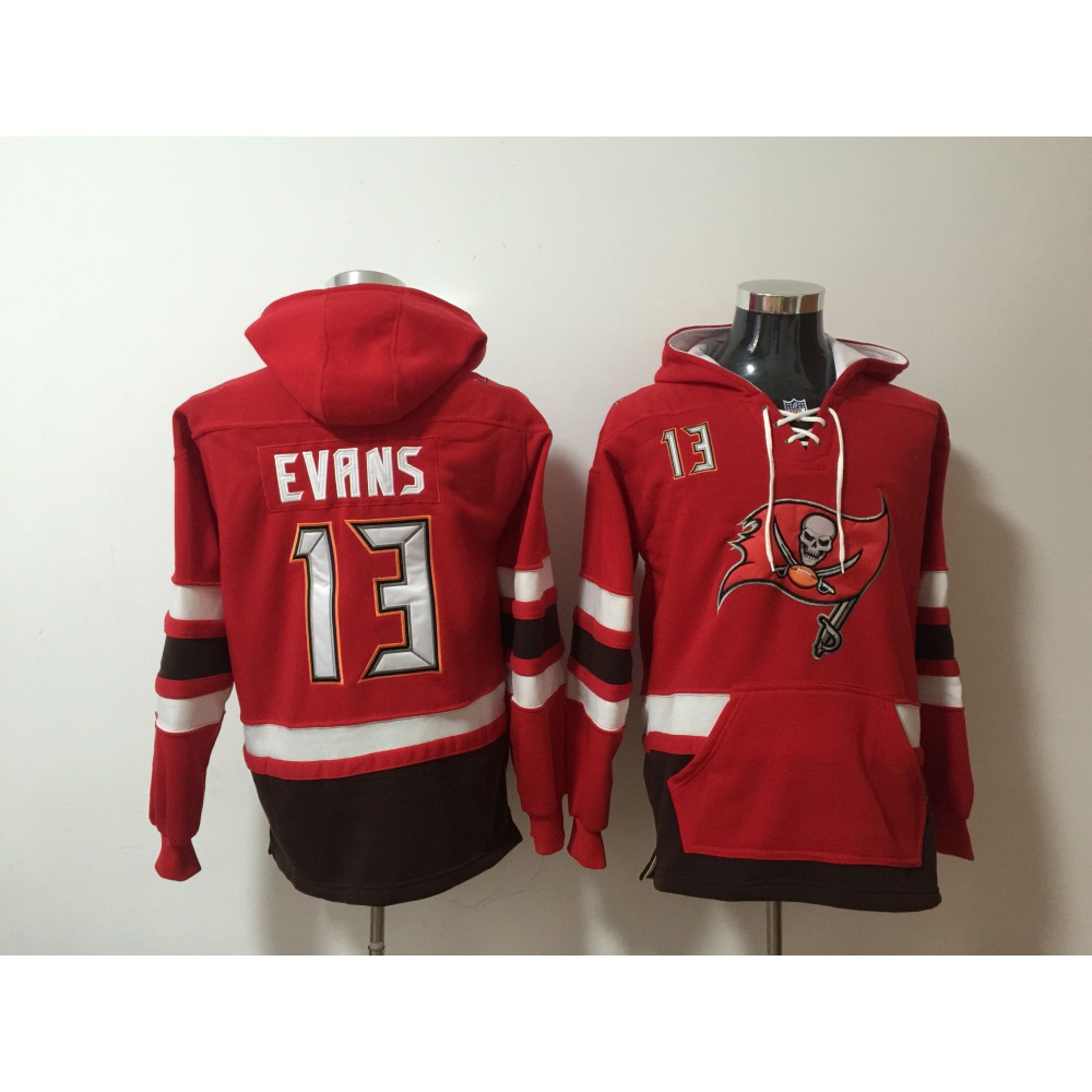 Men's Tampa Bay Buccaneers #13 Mike Evans Red All Stitched Hoodie Sweatshirt 1