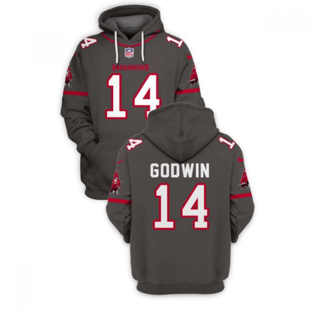 Men's Tampa Bay Buccaneers #14 Chris Godwin 2021 Grey Pullover Hoodie 1