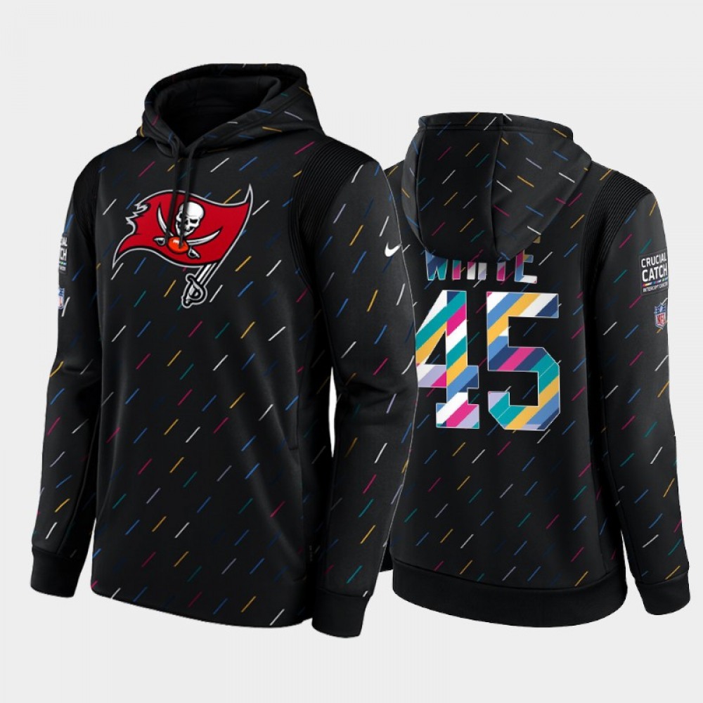 Men's Tampa Bay Buccaneers #45 Devin White 2021 Charcoal Crucial Catch Therma Pullover Hoodie 1