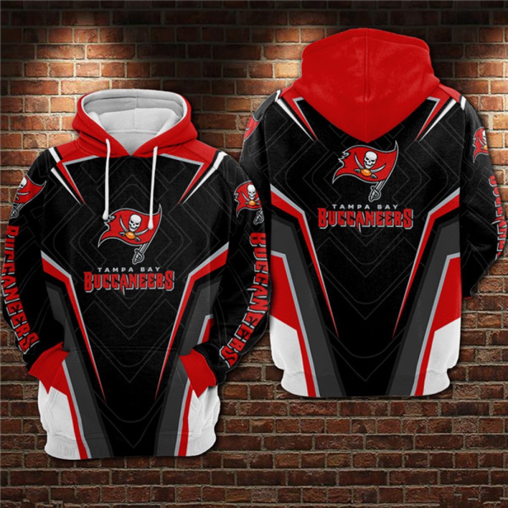 Men's Tampa Bay Buccaneers Black/Red 3D All Over Print Pullover Hoodie 1