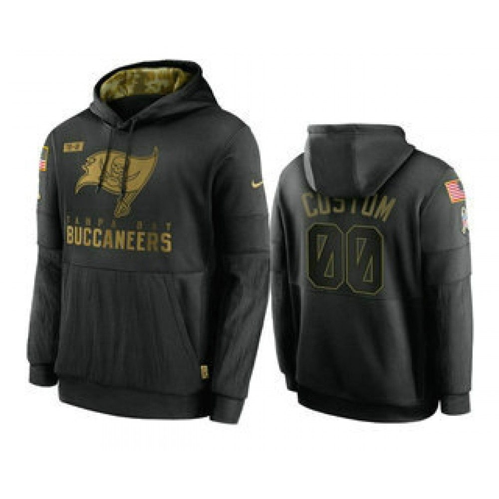 Men's Tampa Bay Buccaneers Customized 2020 Black Salute To Service Sideline Performance Pullover Hoodie 1