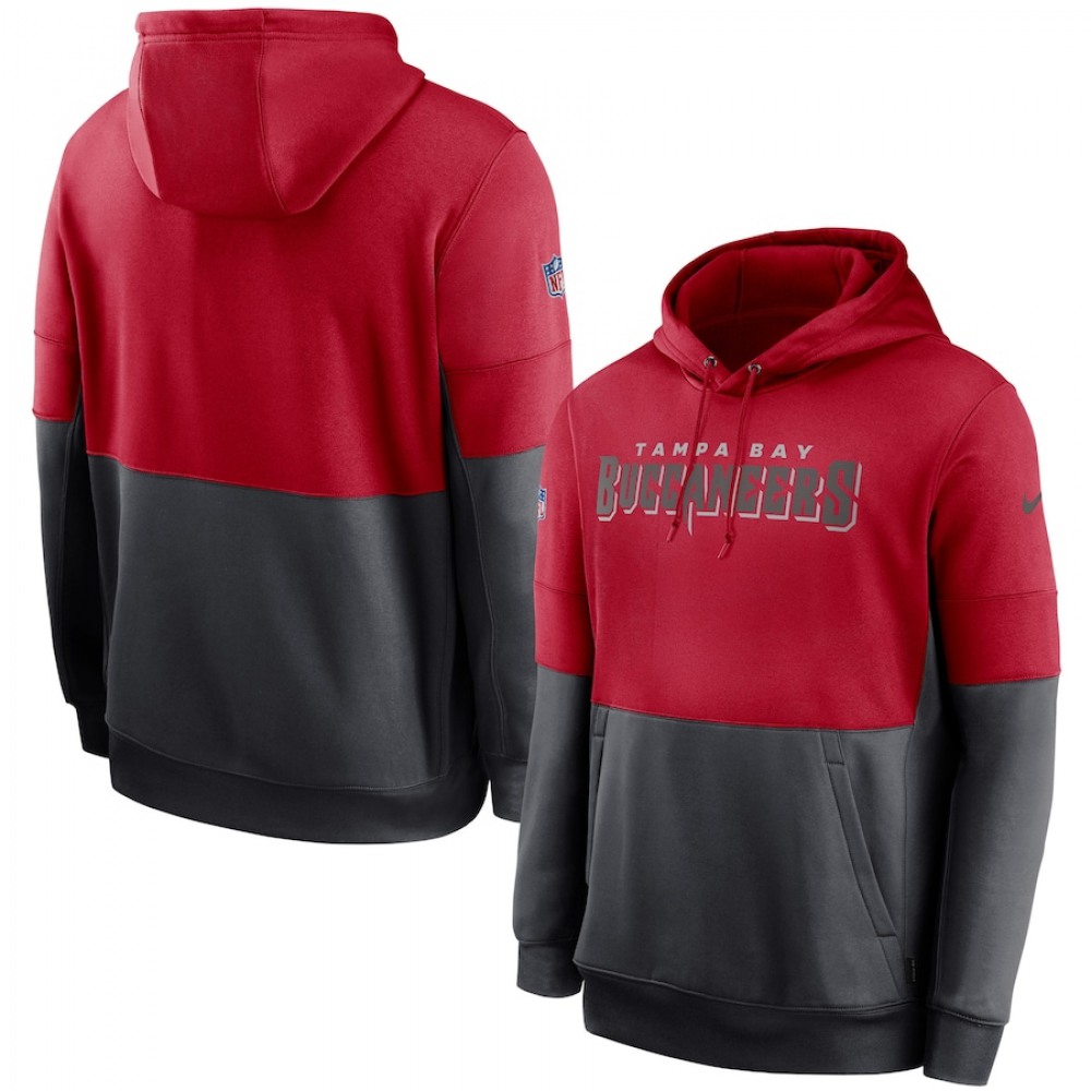 Men's Tampa Bay Buccaneers Red/Pewter Sideline Impact Lockup Performance Pullover Hoodie 1