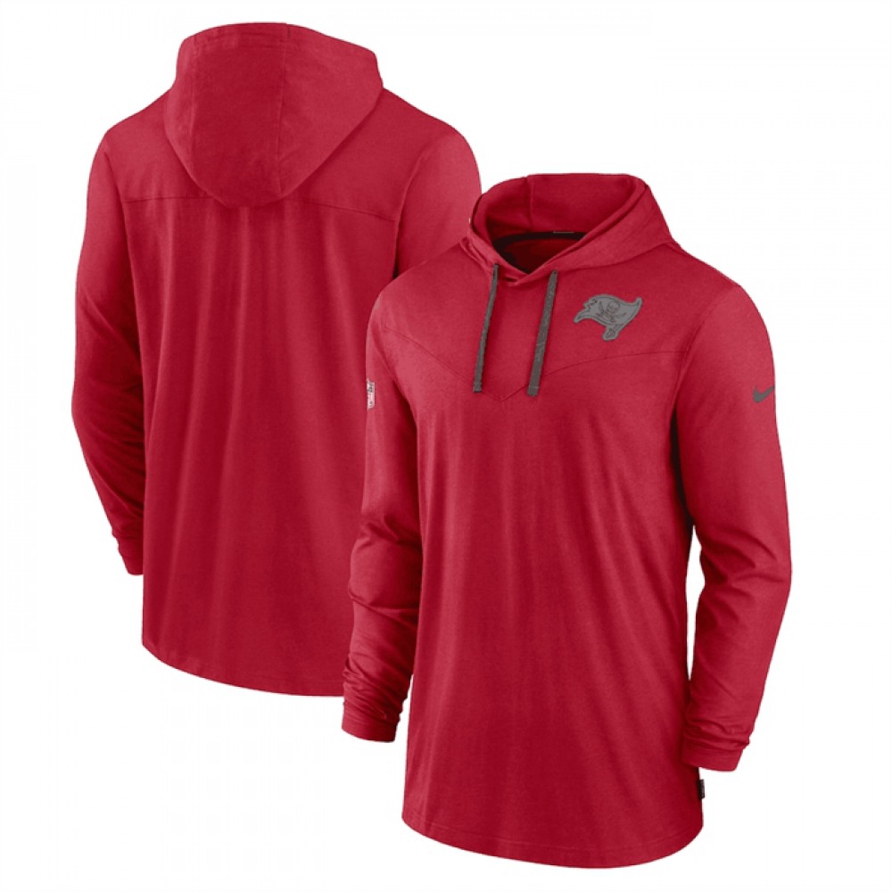 Men's Tampa Bay Buccaneers Red Sideline Pop Performance Pullover Long Sleeve Hoodie T-Shirt 1