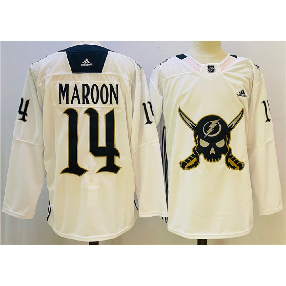 Men's Tampa Bay Lightning #14 Pat Maroon White Stitched Jersey 1