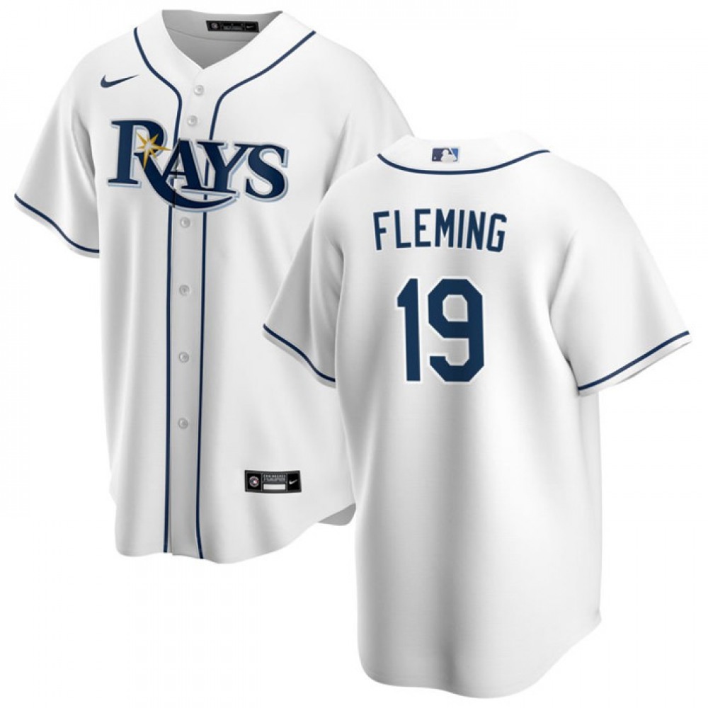 Men's Tampa Bay Rays #19 Josh Fleming White Cool Base Stitched Baseball Jersey 1
