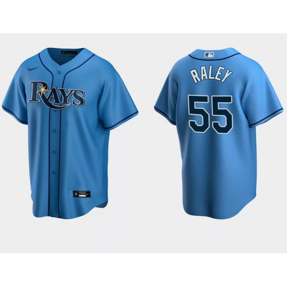 Men's Tampa Bay Rays #55 Luke Raley Light Blue Cool Base Stitched Baseball Jersey 1