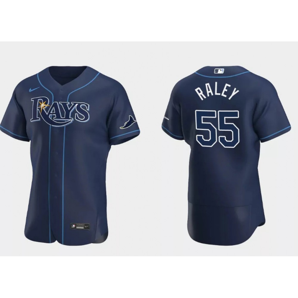 Men's Tampa Bay Rays #55 Luke Raley Navy Flex Base Stitched Jersey 1