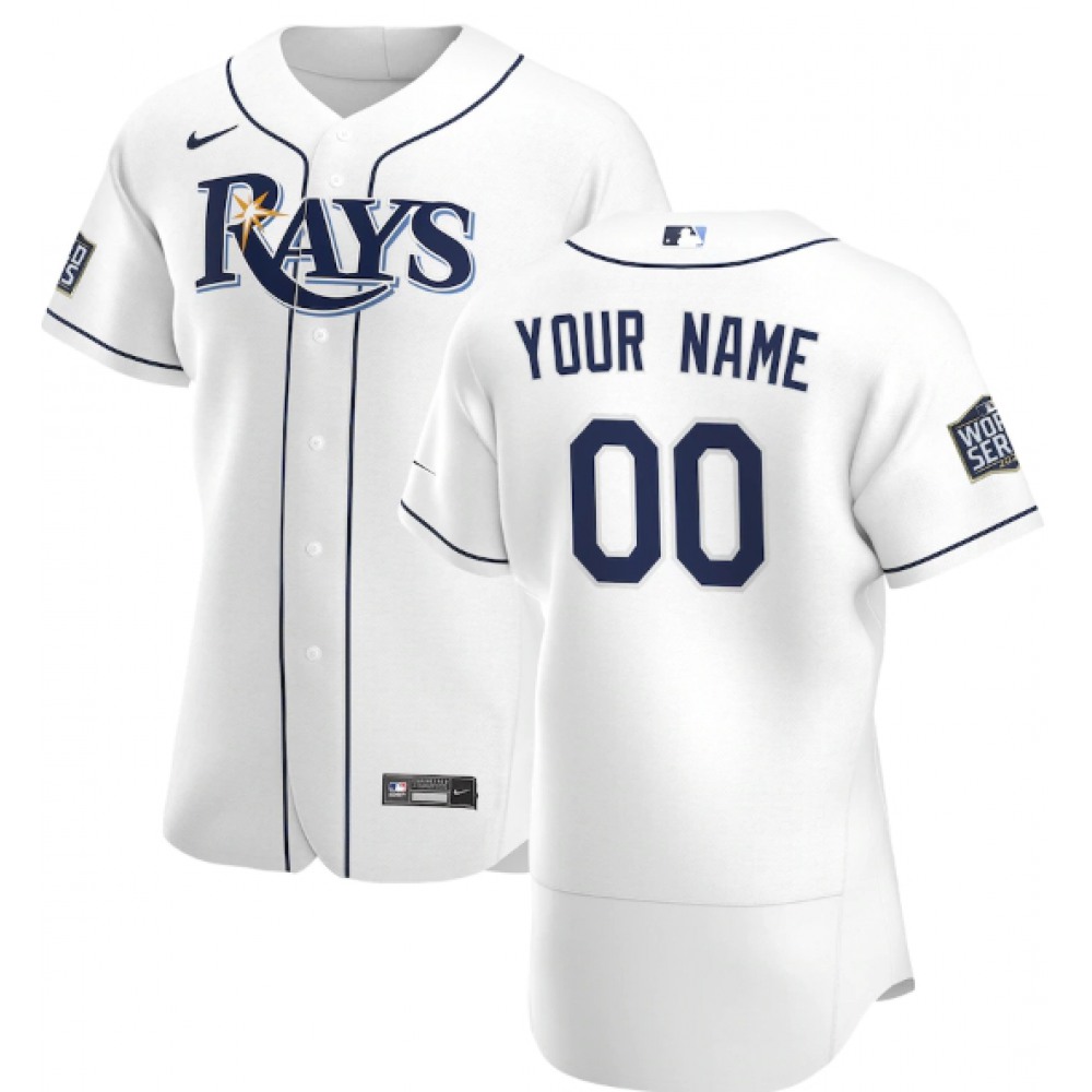 Men's Tampa Bay Rays ACTIVE Player White 2020 World Series Bound Custom Stitched Jersey 1