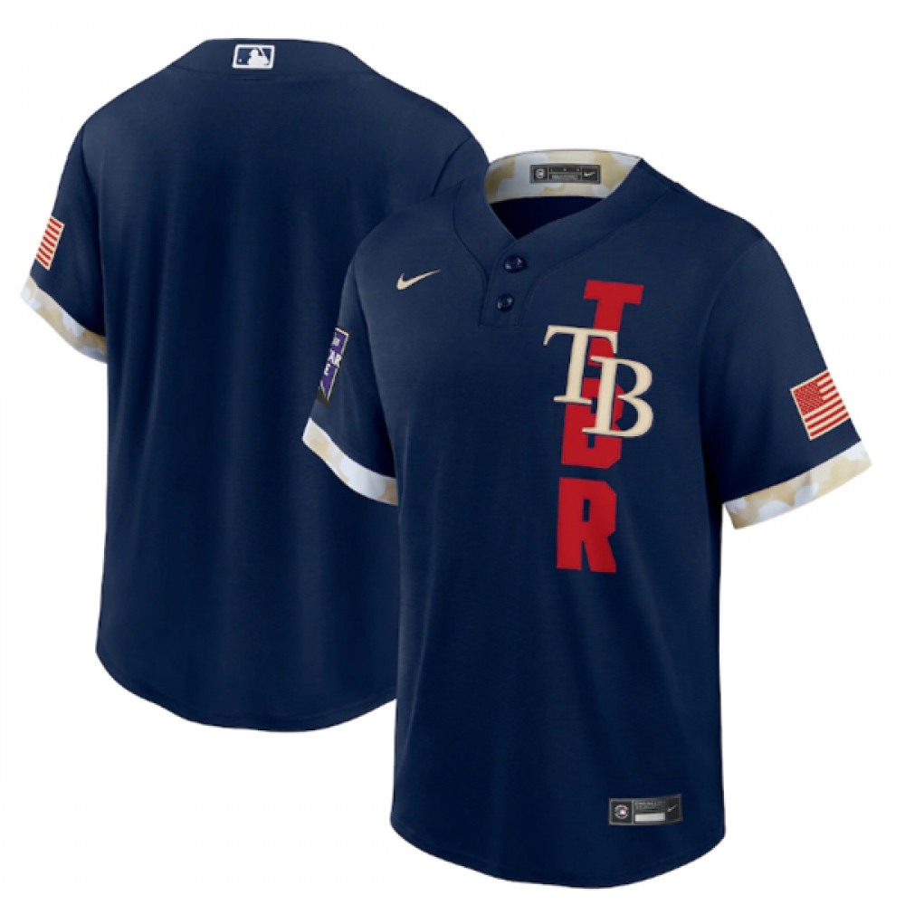 Men's Tampa Bay Rays Blank 2021 Navy All-Star Cool Base Stitched MLB Jersey 1