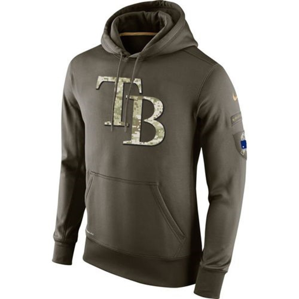 Men's Tampa Bay Rays Olive Salute To Service KO Performance Hoodie 1