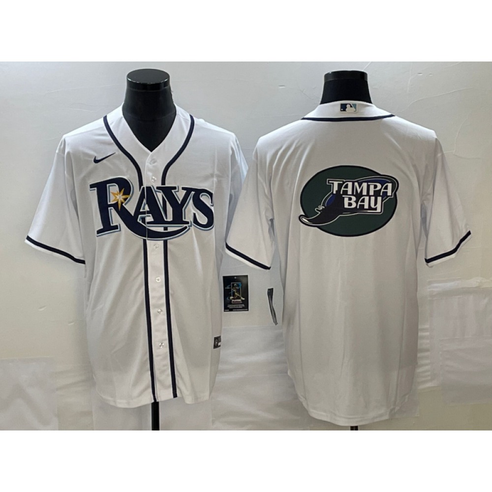 Men's Tampa Bay Rays White Team Big Logo Cool Base Stitched Baseball Jersey 1