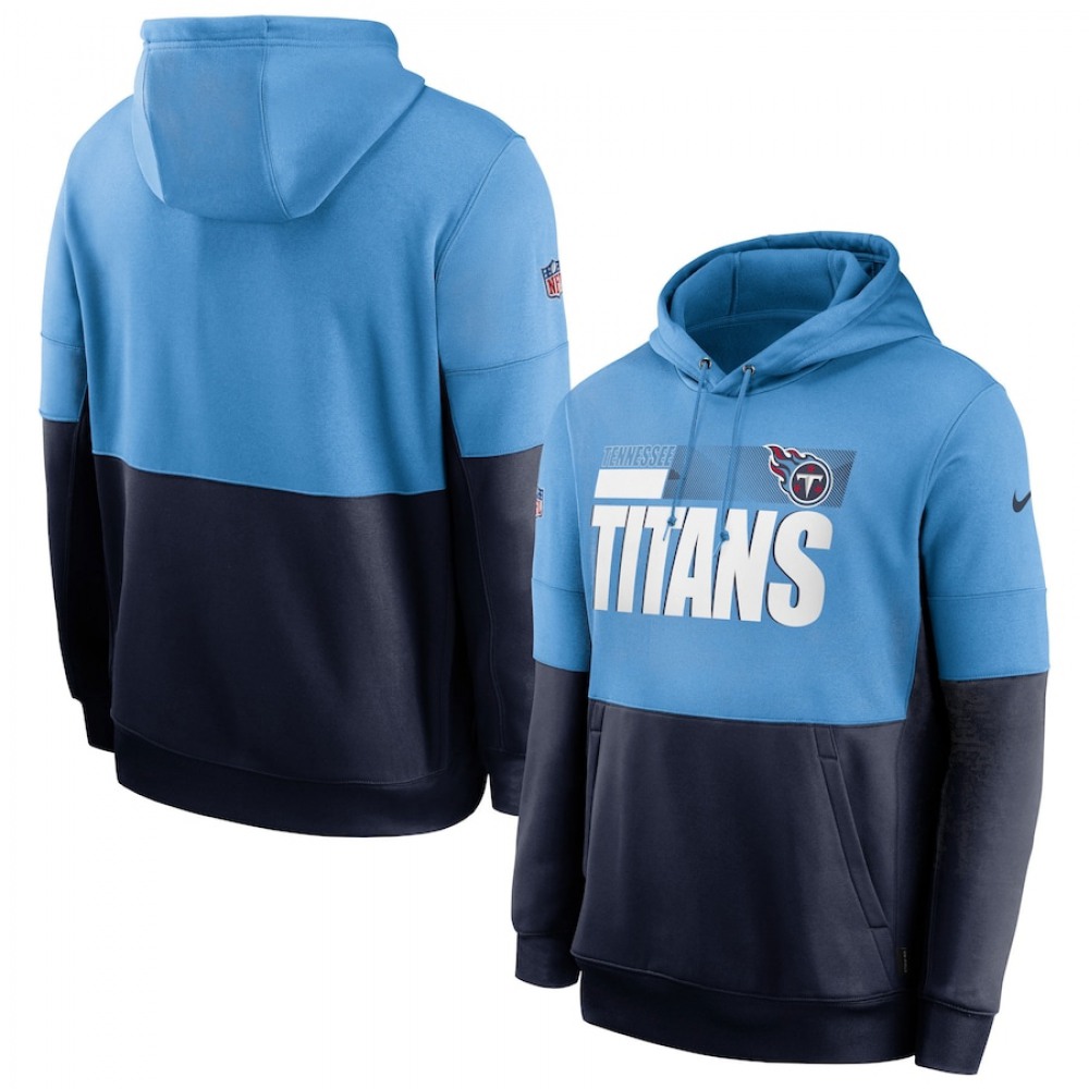 Men's Tennessee Titans Light Blue/Navy Sideline Impact Lockup Performance Pullover Hoodie 1