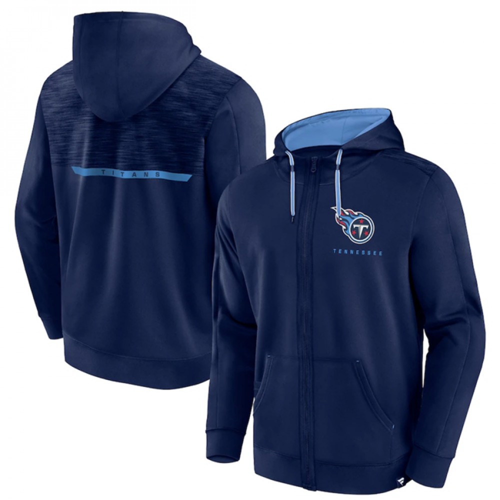 Men's Tennessee Titans Navy Defender Evo Full-Zip Hoodie 1
