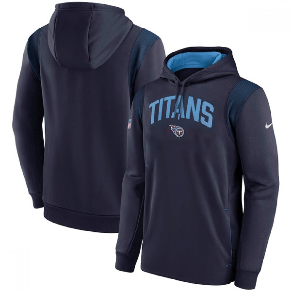 Men's Tennessee Titans Navy Sideline Stack Performance Pullover Hoodie 001 1