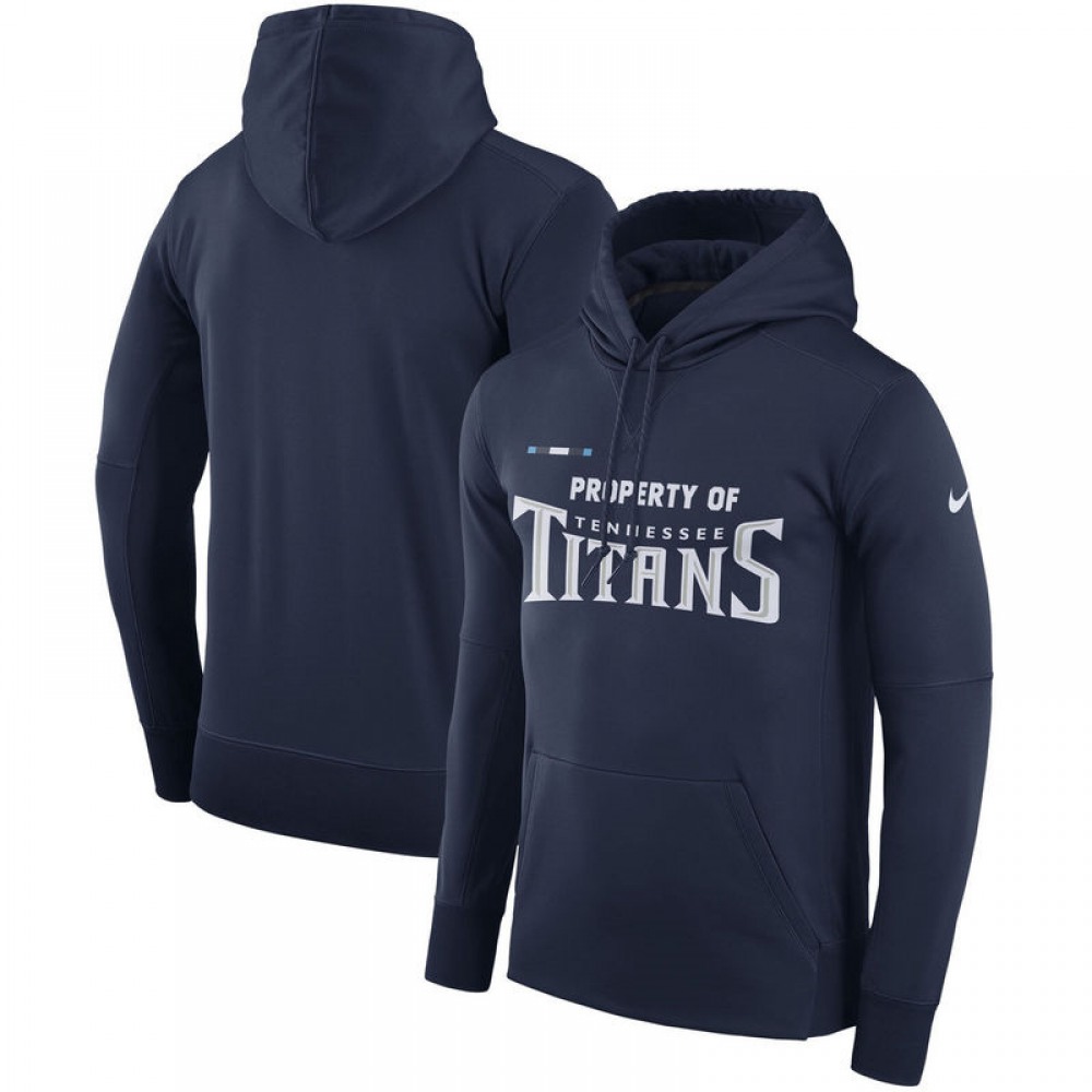 Men's Tennessee Titans Navy Sideline Property Of Performance Pullover Hoodie 1