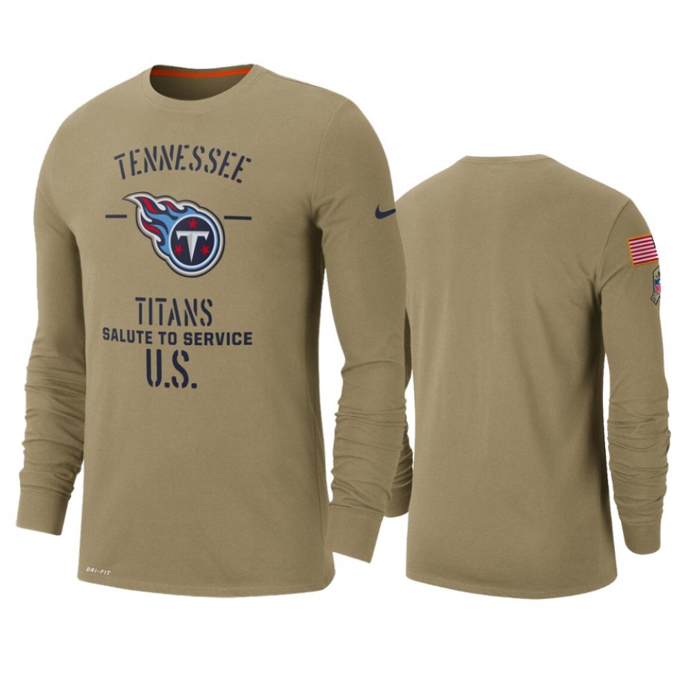 Men's Tennessee Titans Tan 2019 Salute to Service Sideline Performance Long Sleeve Shirt 1