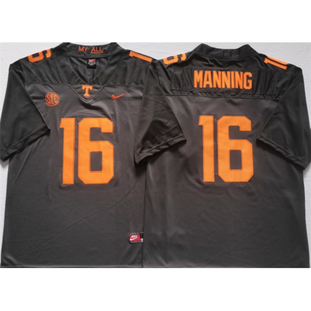 Men's Tennessee Volunteers #16 MANNING Grey Stitched Jersey 1