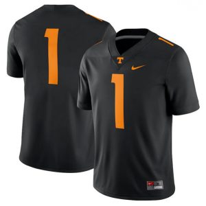 Men's Tennessee Volunteers #1 Black Stitched Game Jersey