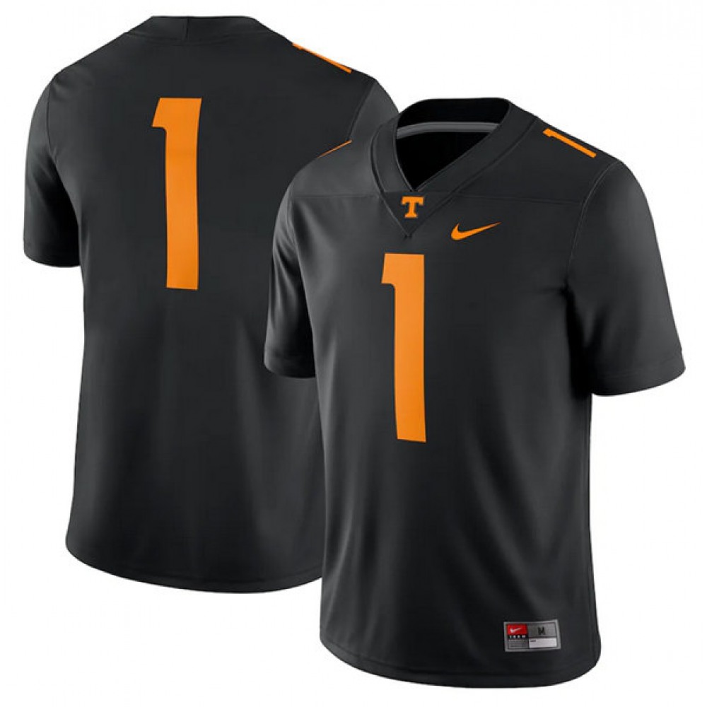 Men's Tennessee Volunteers #1 Black Stitched Game Jersey 1