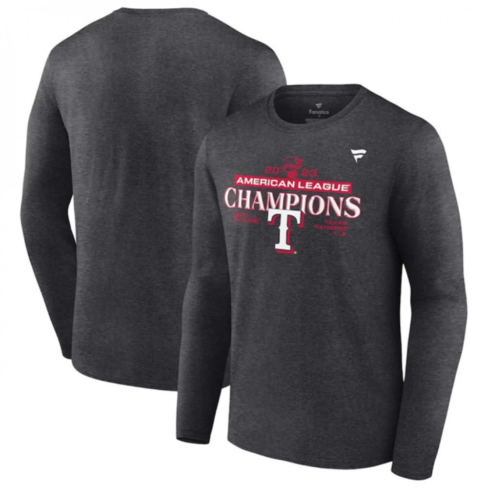 Men's Texas Rangers 2023 Heather Charcoal Champions Locker Room Long Sleeve T-Shirt 1