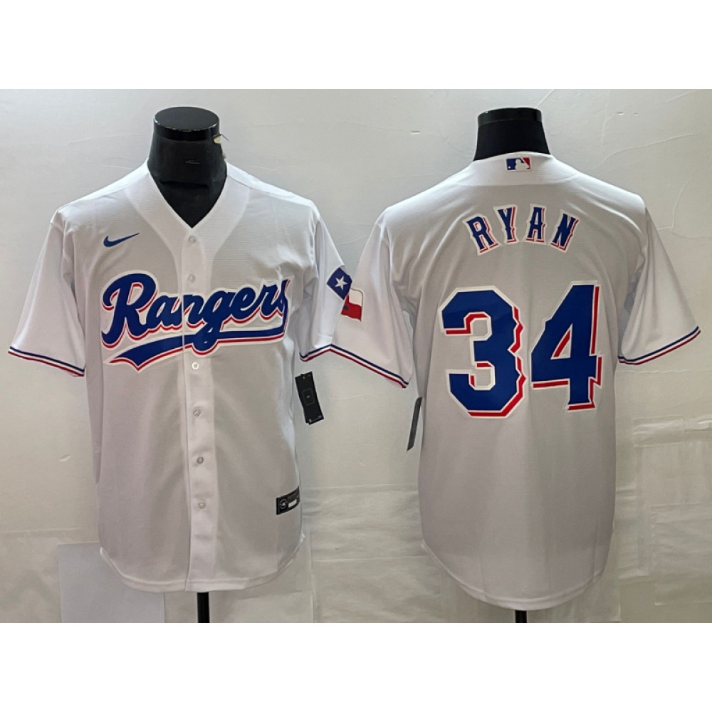 Men's Texas Rangers #34 Nolan Ryan White Cool Base Stitched Baseball Jersey 1