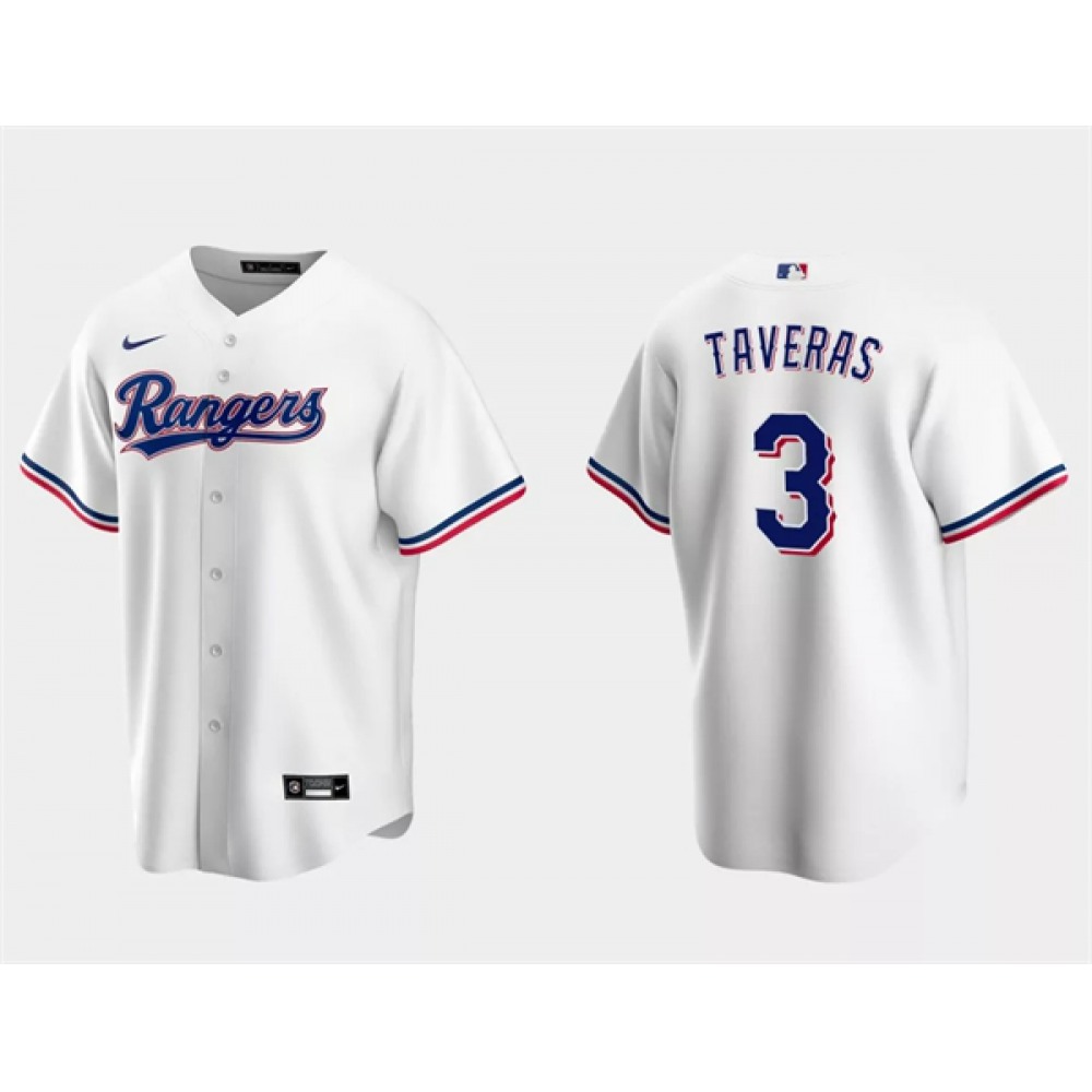 Men's Texas Rangers #3 Leody Taveras White Cool Base Stitched Baseball Jersey 1