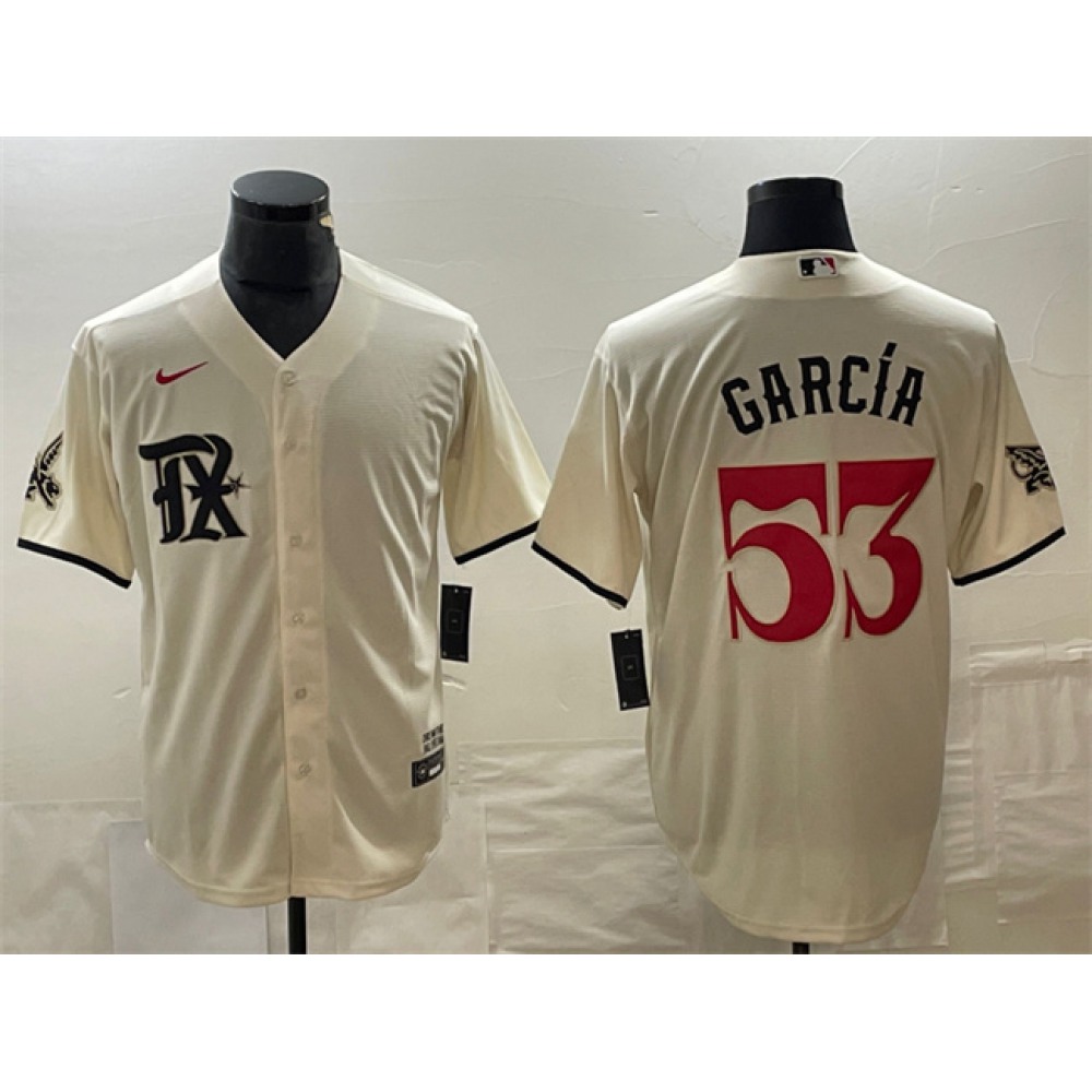 Men's Texas Rangers #53 Adolis Garcia Cream City Connect Cool Base Stitched Baseball Jersey 1