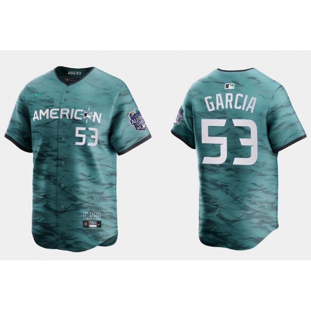 Men's Texas Rangers #53 Adolis Garcia Teal 2023 All-star Stitched Baseball Jersey 1