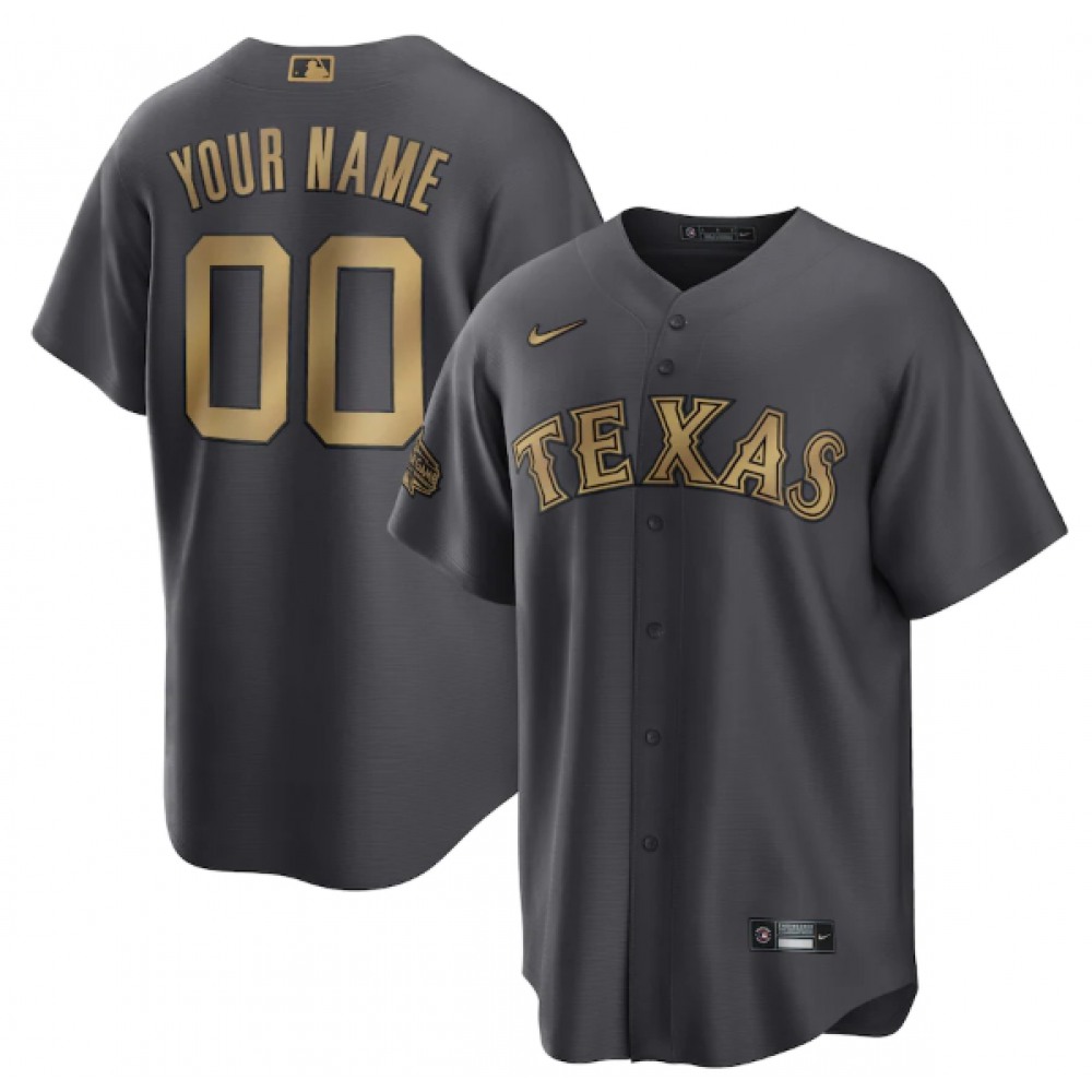 Men's Texas Rangers ACTIVE Player Custom 2022 All-Star Charcoal Cool Base Stitched Baseball Jersey 1