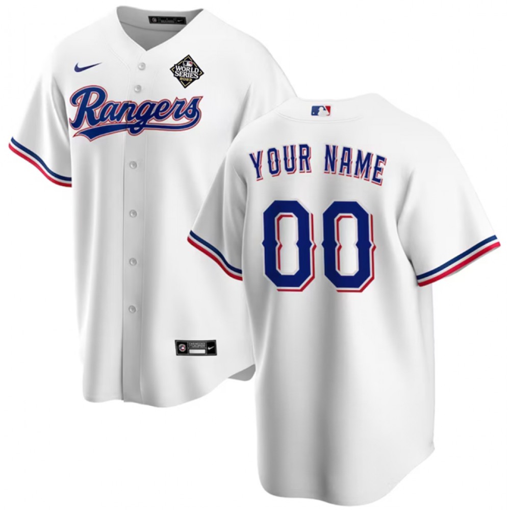 Men's Texas Rangers ACTIVE Player Custom White 2023 World Series Stitched Baseball Jersey 1