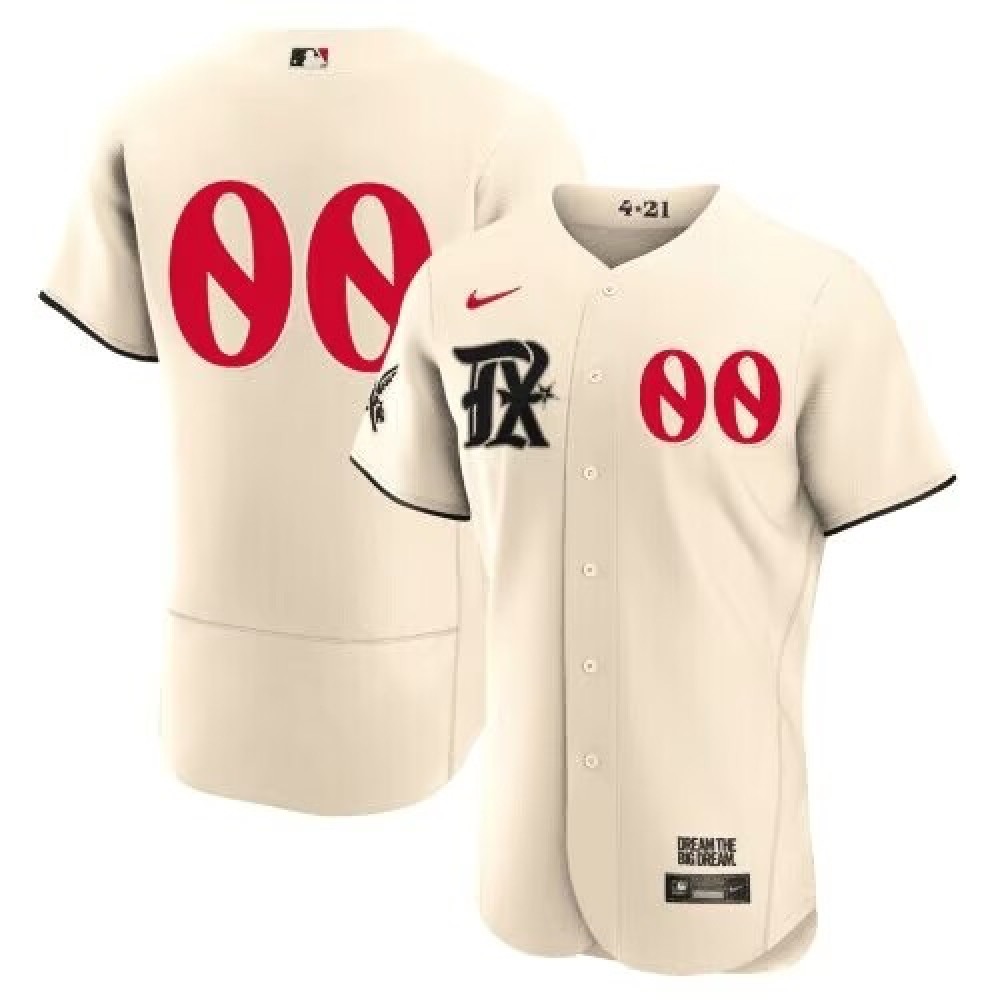 Men's Texas Rangers Customized Cream 2023 City Connect Flex Base Stitched Baseball Jersey 1