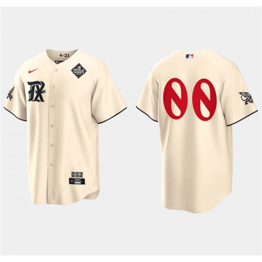 Men's Texas Rangers Customized Cream 2023 World Series City Connect Cool Base Stitched Jersey 1