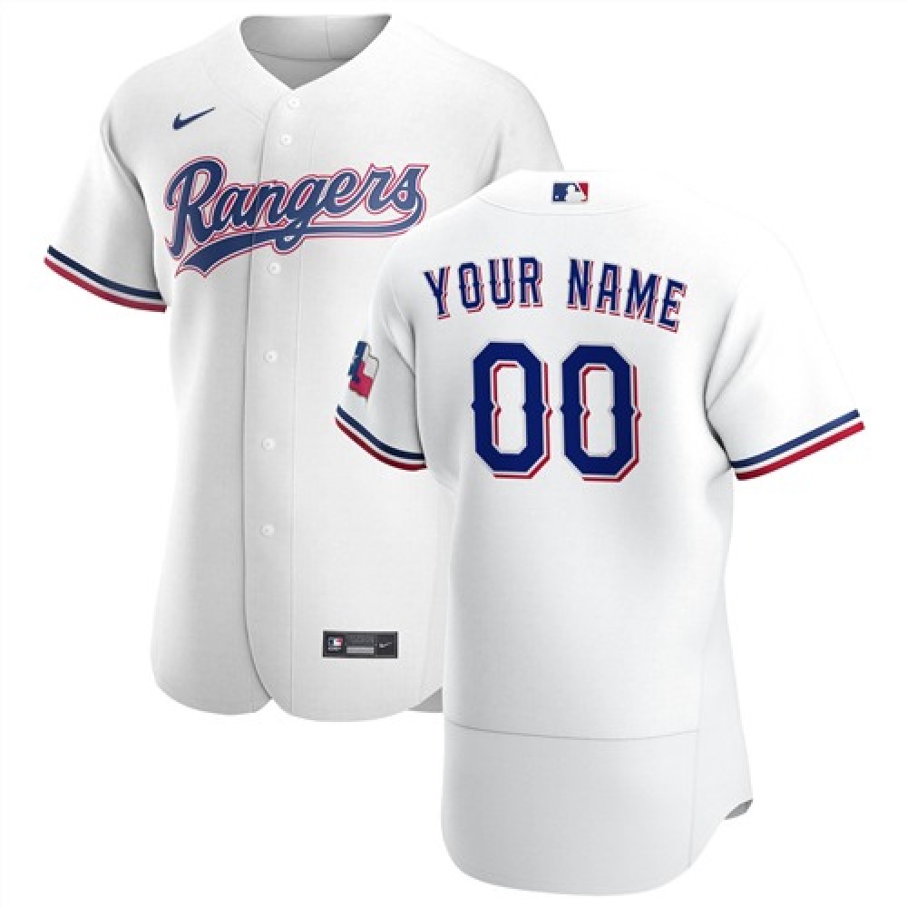 Men's Texas Rangers White Customized Stitched MLB Jersey 1