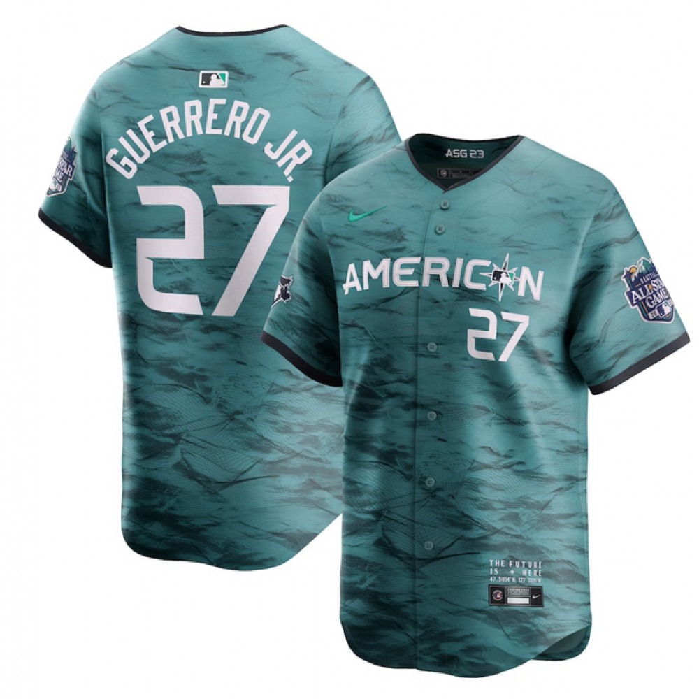 Men's Toronto Blue Jays #27 Vladimir Guerrero Jr. Teal 2023 All-star Cool Base Stitched Jersey 1