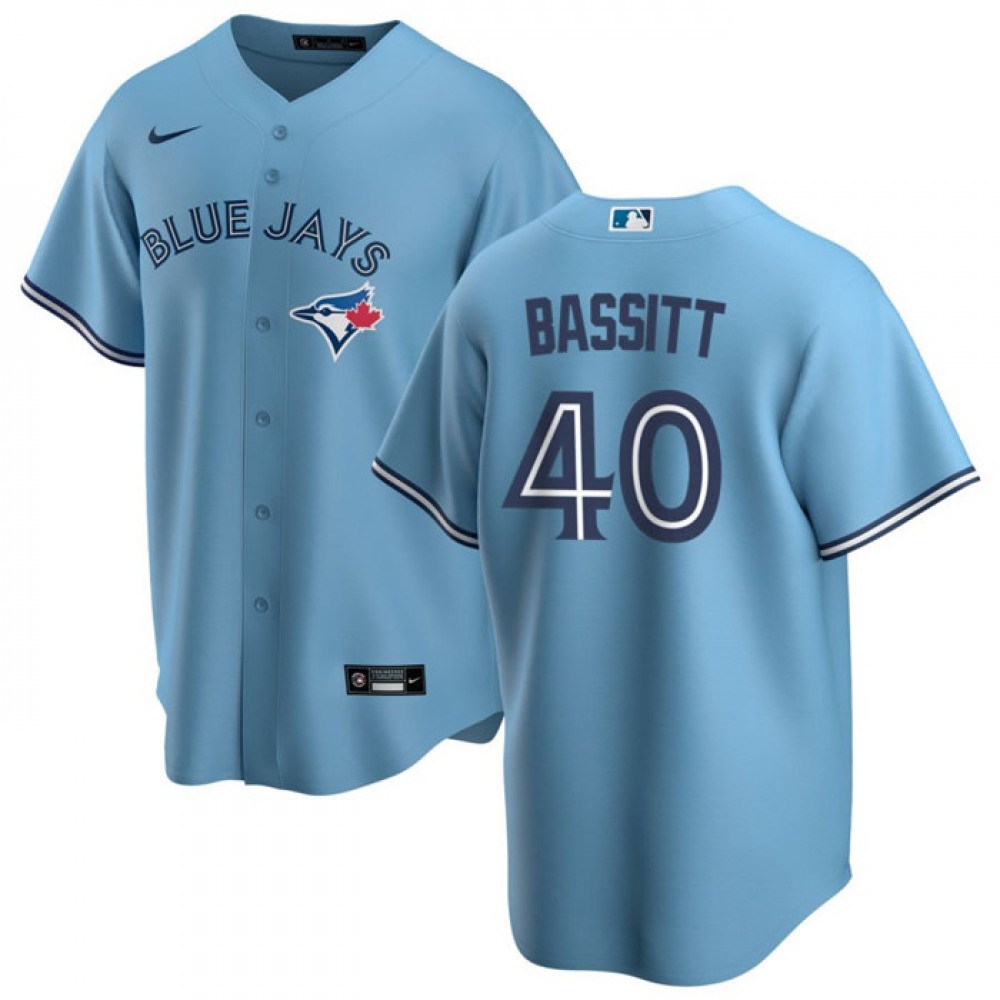 Men's Toronto Blue Jays #40 Chris Bassitt Light Blue Cool Base Stitched Jersey 1