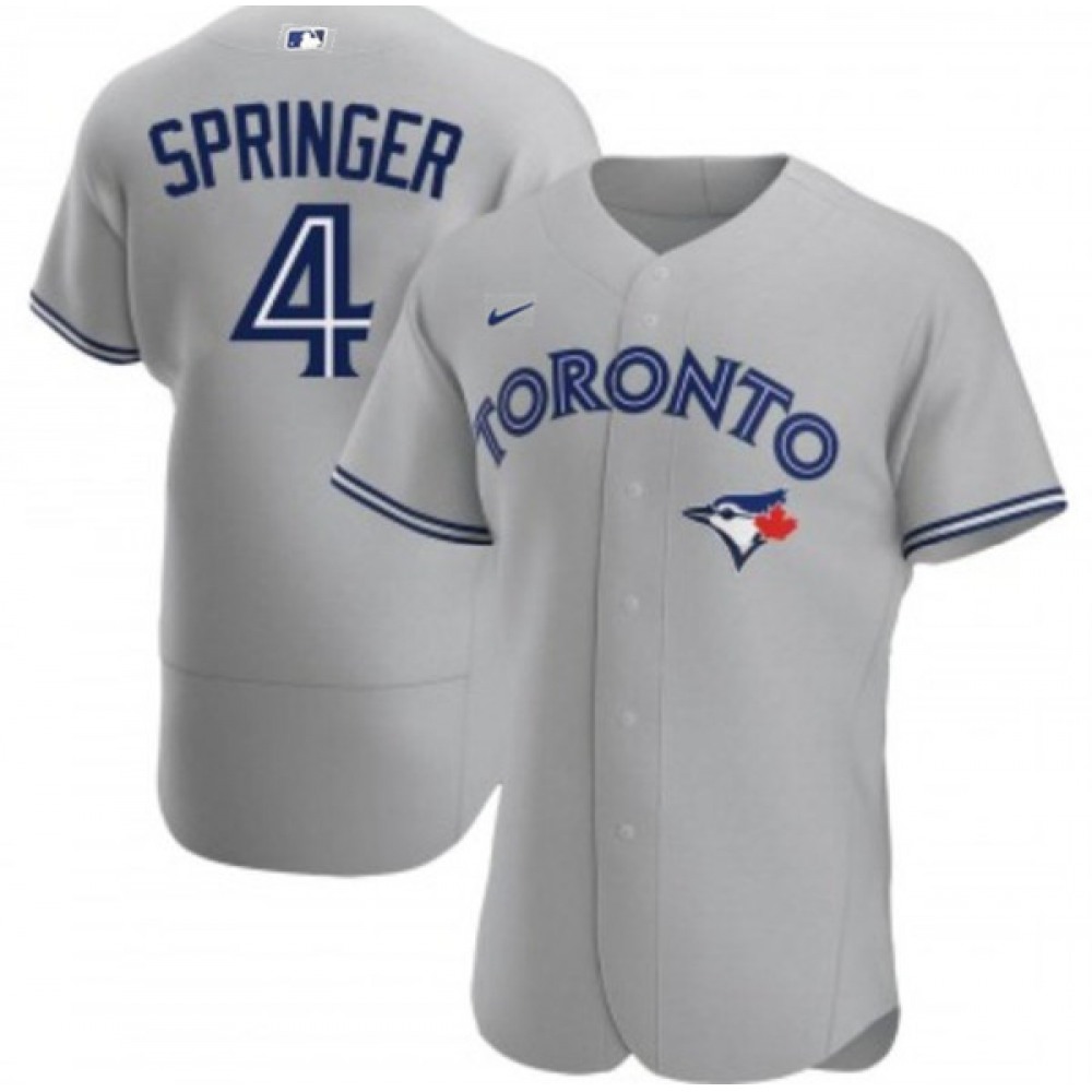 Men's Toronto Blue Jays #4 George Springer Grey Flex Base Stitched Jersey 1
