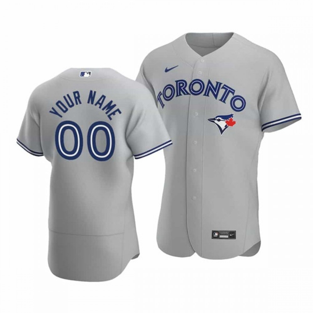 Men's Toronto Blue Jays Grey Customized Stitched MLB Jersey 1
