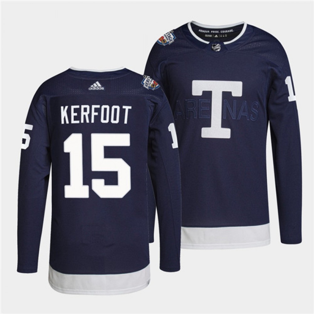 Men's Toronto Maple Leafs #15 Alexander Kerfoot 2022 Heritage Classic Navy Stitched Jersey 1