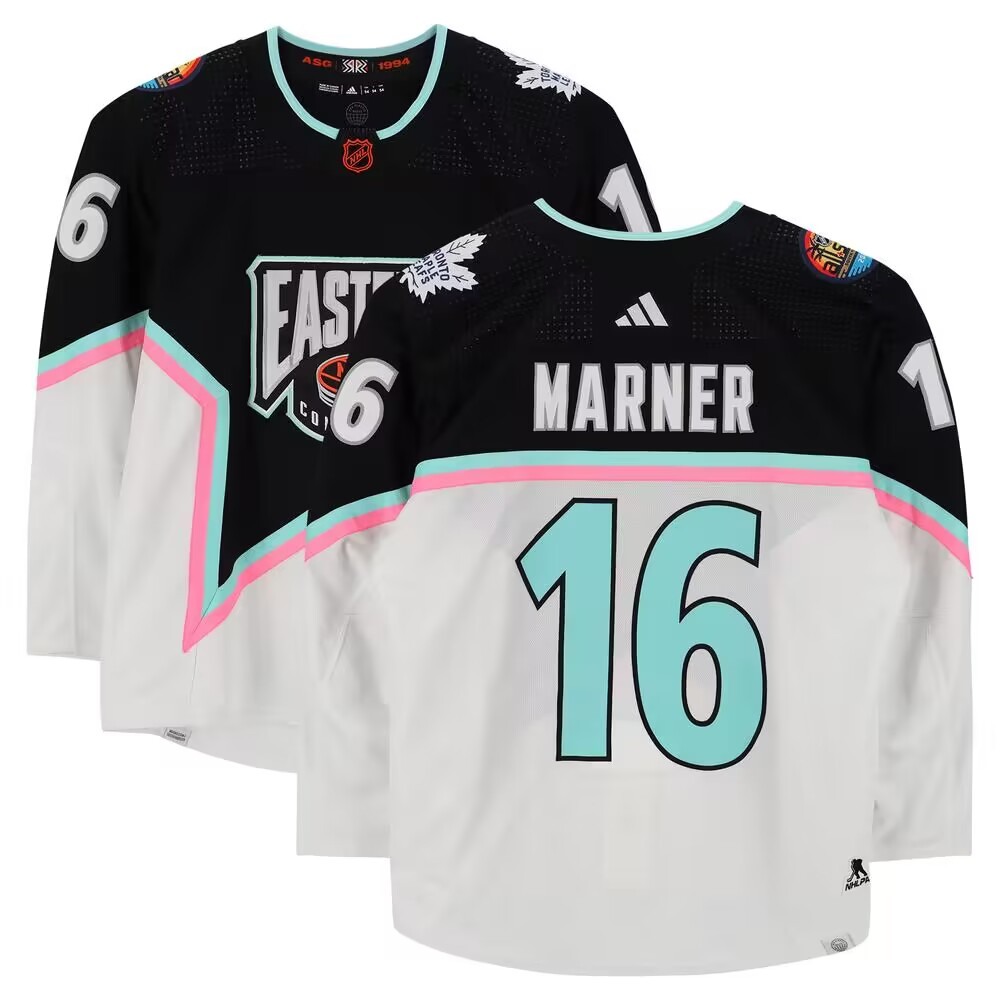 Men's Toronto Maple Leafs #16 Marner 2023 Black/White All-Star Game Stitched Jersey 1