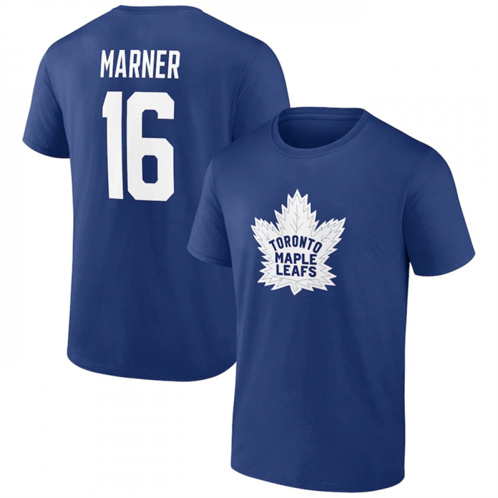 Men's Toronto Maple Leafs #16 Marner Blue T-Shirt 1